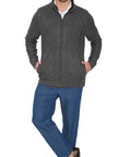Mens Sherpa Fleece Lined Zip Front Sweater Jacket
