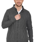 Mens Sherpa Fleece Lined Zip Front Sweater Jacket