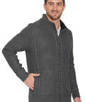 Mens Sherpa Fleece Lined Zip Front Sweater Jacket