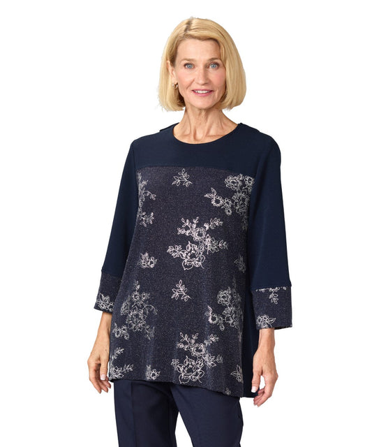 Women's Open Back 3/4 Sleeve Decorative Top