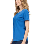 Women's Short Sleeve Cotton Knit T-shirt in Pintuck Style