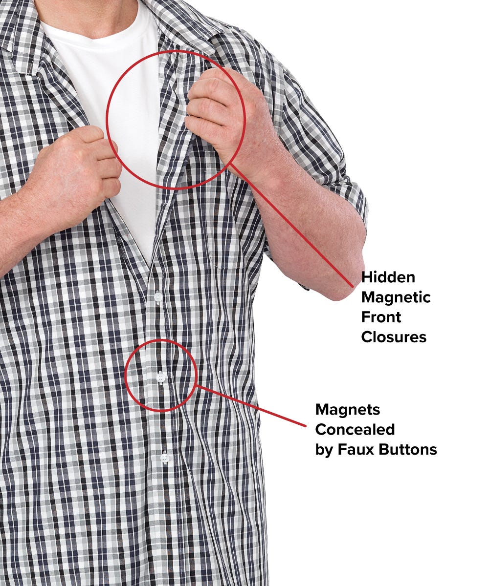 Magnetic Buttons Mens Short Sleeve Shirt - Clearance