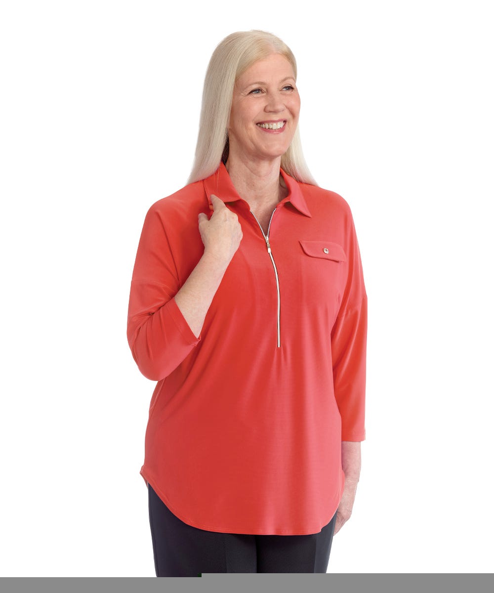 Women's Zip-Front Top for Self-Dressing
