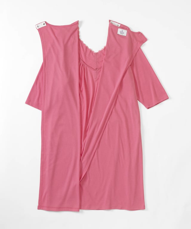 Women's No Peek Hospital & Home Care Gown with Lace Neckline