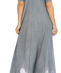 Sakkas Egan Women's Long Embroidered Caftan Dress / Cover Up With Embroidered Cap Sleeves
