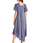 Sakkas Egan Women's Long Embroidered Caftan Dress / Cover Up With Embroidered Cap Sleeves