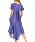 Sakkas Egan Women's Long Embroidered Caftan Dress / Cover Up With Embroidered Cap Sleeves