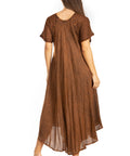 Sakkas Egan Women's Long Embroidered Caftan Dress / Cover Up With Embroidered Cap Sleeves