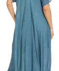 Sakkas Egan Women's Long Embroidered Caftan Dress / Cover Up With Embroidered Cap Sleeves