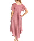 Sakkas Egan Women's Long Embroidered Caftan Dress / Cover Up With Embroidered Cap Sleeves