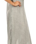Sakkas Egan Women's Long Embroidered Caftan Dress / Cover Up With Embroidered Cap Sleeves