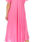 Sakkas Egan Women's Long Embroidered Caftan Dress / Cover Up With Embroidered Cap Sleeves