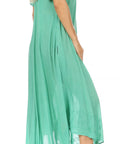 Sakkas Egan Women's Long Embroidered Caftan Dress / Cover Up With Embroidered Cap Sleeves