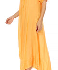 Sakkas Egan Women's Long Embroidered Caftan Dress / Cover Up With Embroidered Cap Sleeves