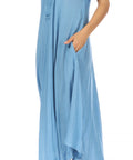 Sakkas Egan Women's Long Embroidered Caftan Dress / Cover Up With Embroidered Cap Sleeves