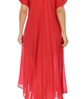 Sakkas Egan Women's Long Embroidered Caftan Dress / Cover Up With Embroidered Cap Sleeves