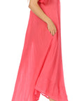 Sakkas Egan Women's Long Embroidered Caftan Dress / Cover Up With Embroidered Cap Sleeves