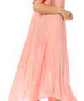 Sakkas Egan Women's Long Embroidered Caftan Dress / Cover Up With Embroidered Cap Sleeves