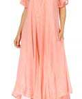 Sakkas Egan Women's Long Embroidered Caftan Dress / Cover Up With Embroidered Cap Sleeves