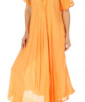 Sakkas Egan Women's Long Embroidered Caftan Dress / Cover Up With Embroidered Cap Sleeves