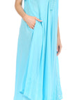Sakkas Egan Women's Long Embroidered Caftan Dress / Cover Up With Embroidered Cap Sleeves