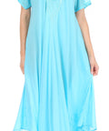 Sakkas Egan Women's Long Embroidered Caftan Dress / Cover Up With Embroidered Cap Sleeves