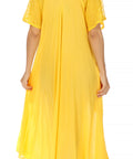 Sakkas Egan Women's Long Embroidered Caftan Dress / Cover Up With Embroidered Cap Sleeves