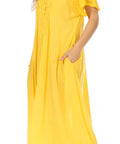 Sakkas Egan Women's Long Embroidered Caftan Dress / Cover Up With Embroidered Cap Sleeves