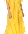 Sakkas Egan Women's Long Embroidered Caftan Dress / Cover Up With Embroidered Cap Sleeves