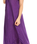Sakkas Egan Women's Long Embroidered Caftan Dress / Cover Up With Embroidered Cap Sleeves
