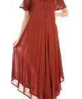 Sakkas Egan Women's Long Embroidered Caftan Dress / Cover Up With Embroidered Cap Sleeves