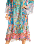 Sakkas Womens 3/4 Ruffled Sleeves Henley Neck Summer Short Flowy Dress/Beachwear