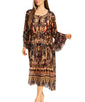 Sakkas Womens 3/4 Ruffled Sleeves Henley Neck Summer Short Flowy Dress/Beachwear