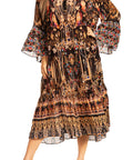 Sakkas Womens 3/4 Ruffled Sleeves Henley Neck Summer Short Flowy Dress/Beachwear