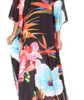 Sakkas Georgettina Flowy Rhinestone V Neck Long Caftan Dress/Cover Up