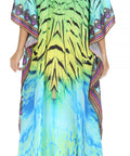 Sakkas Georgettina Flowy Rhinestone V Neck Long Caftan Dress/Cover Up