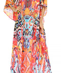 Sakkas Georgettina Flowy Rhinestone V Neck Long Caftan Dress/Cover Up