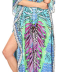 Sakkas Georgettina Flowy Rhinestone V Neck Long Caftan Dress/Cover Up