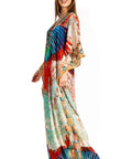 Sakkas Georgettina Flowy Rhinestone V Neck Long Caftan Dress/Cover Up