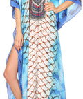 Sakkas Georgettina Flowy Rhinestone V Neck Long Caftan Dress/Cover Up