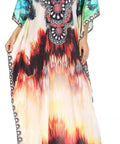 Sakkas Georgettina Flowy Rhinestone V Neck Long Caftan Dress/Cover Up