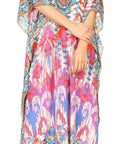 Sakkas Georgettina Flowy Rhinestone V Neck Long Caftan Dress/Cover Up