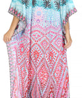 Sakkas Georgettina Flowy Rhinestone V Neck Long Caftan Dress/Cover Up