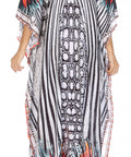 Sakkas Georgettina Flowy Rhinestone V Neck Long Caftan Dress/Cover Up
