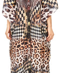 Sakkas Georgettina Flowy Rhinestone V Neck Long Caftan Dress/Cover Up
