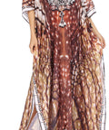 Sakkas Georgettina Flowy Rhinestone V Neck Long Caftan Dress/Cover Up