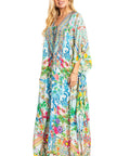 Sakkas Georgettina 2025 Flowy Rhinestone V Neck Long Caftan Dress / Cover Up