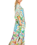 Sakkas Georgettina 2025 Flowy Rhinestone V Neck Long Caftan Dress / Cover Up
