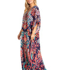 Sakkas Georgettina 2025 Flowy Rhinestone V Neck Long Caftan Dress / Cover Up