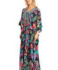 Sakkas Georgettina 2025 Flowy Rhinestone V Neck Long Caftan Dress / Cover Up